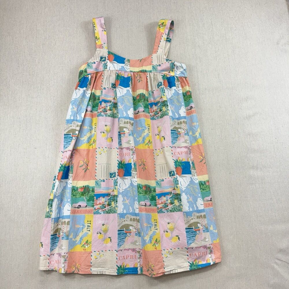 Never Fully Dressed Italy Postcard Print Sundress US 2 UK 6 Capri Midi Dress